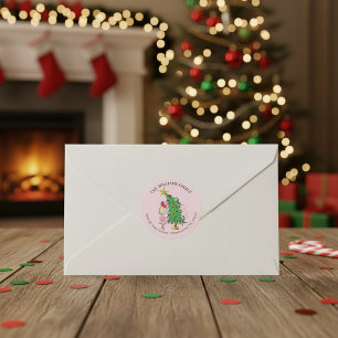 Pegatina Redonda El Grinch   Cindy-Lou A quién se dirige el Navidad