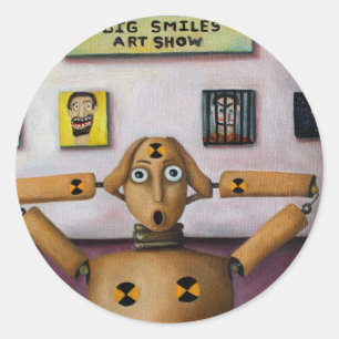 Pegatina Redonda El grito en la demostración de arte grande de las