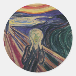 Pegatina Redonda El Grito por Edvard Munch, Expresionismo Antiguo