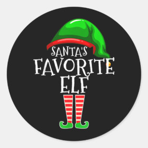 Pegatina Redonda El grupo de elfos favoritos de Santa, conjunto fam