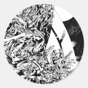 Pegatina Redonda El grupo y la luna más negros 2 de la noche