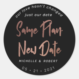 Pegatina Redonda El guión moderno minimalista cambia la fecha