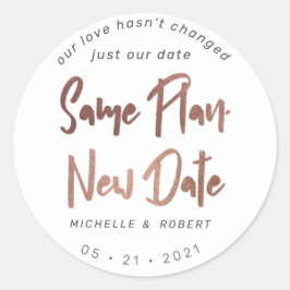 Pegatina Redonda El guión moderno minimalista cambia la fecha