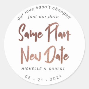 Pegatina Redonda El guión moderno minimalista cambia la fecha