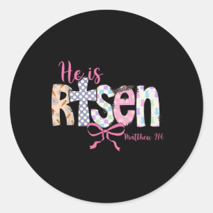 Pegatina Redonda Él ha resucitado Jesús cristiano Feliz Pascua Resu