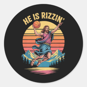 Pegatina Redonda Él ha resucitado Rizzin Pascua Fe cristiana Jesús 