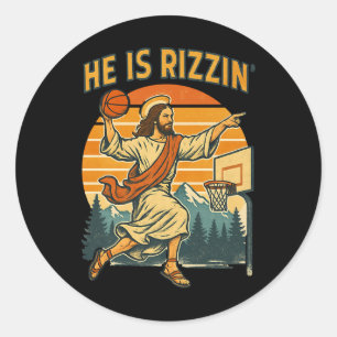Pegatina Redonda Él Ha Resucitado Rizzin Pascua Fe Cristiana Jesús 