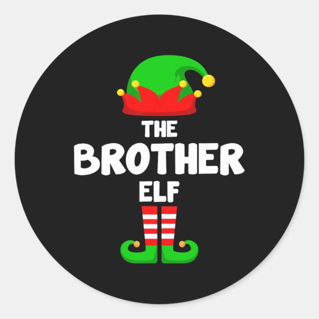 Pegatina Redonda El hermano Elf Navidades graciosos que coinciden c (Anverso)