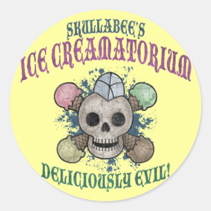 Pegatina Redonda El hielo Creamatorium de Skullabee