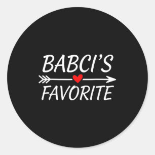 Pegatina Redonda El hijo favorito de Babci cita corazón polaca abue