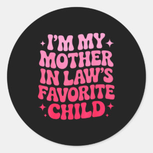 Pegatina Redonda El hijo favorito de la suegra divertido padre