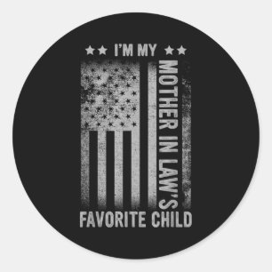 Pegatina Redonda El hijo favorito de la suegra hombres divertidos d