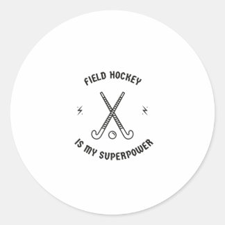 Pegatina Redonda El hockey es mi superpotencia