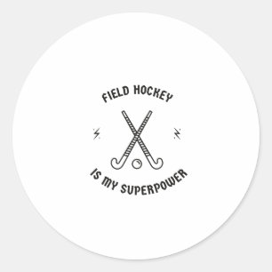 Pegatina Redonda El hockey es mi superpotencia