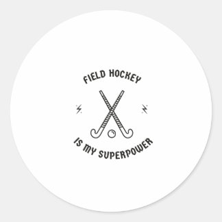 Pegatina Redonda El hockey es mi superpotencia