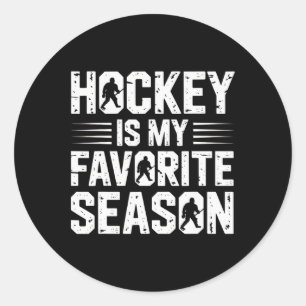Pegatina Redonda El hockey es mi temporada favorita para entusiasta