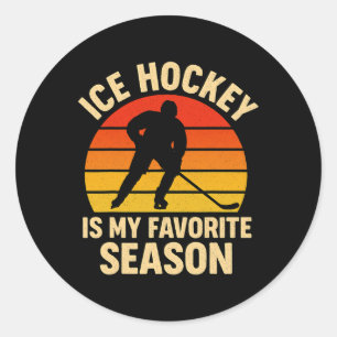 Pegatina Redonda El hockey sobre hielo es mi temporada favorita Ret