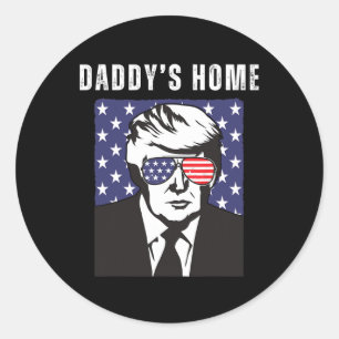 Pegatina Redonda El hogar de papá divertido republicano Donald Trum