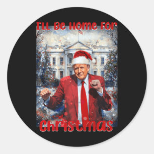 Pegatina Redonda El hogar de papá para Navidades Trump1