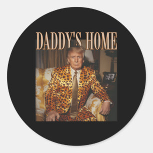 Pegatina Redonda El hogar de papá, Trump, es gracioso el leopardo d