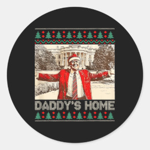 Pegatina Redonda El hogar de un padre gracioso, Trump, Navidades fe