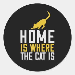 Pegatina Redonda El hogar es donde está el gato