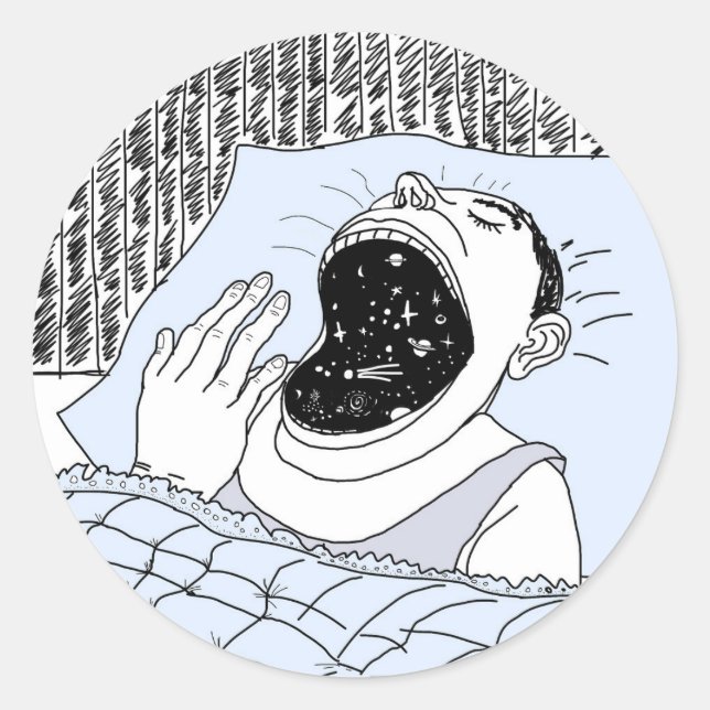 Pegatina Redonda El hombre de la astronomía y el cosmos (Anverso)