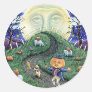 PEGATINA REDONDA EL HOMBRE DE LA REUNIÓN DEL HOMBRE DE LA PUMPKIN E