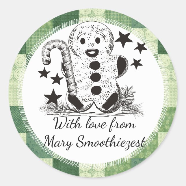 Pegatina Redonda El hombre de pan de jengibre Navidad la comida de  (Anverso)