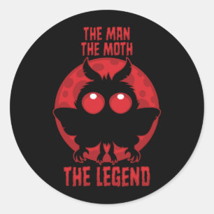 Pegatina Redonda El Hombre, La Polilla, La Leyenda - Mothman Mítico