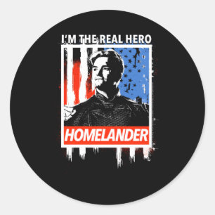 Pegatina Redonda El Homelander Soy La Bandera Estadounidense Real