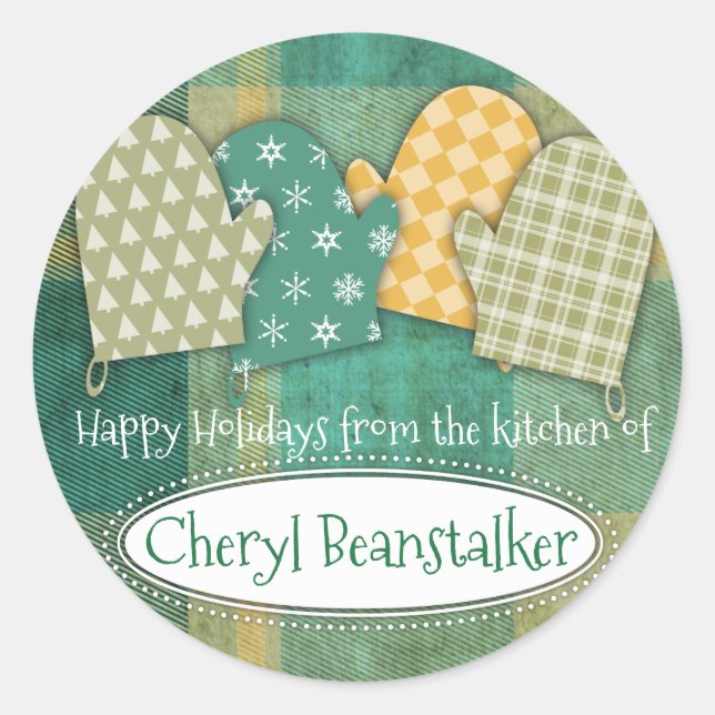 Pegatina Redonda El horno de plástico imita a los Navidades de la c (Anverso)