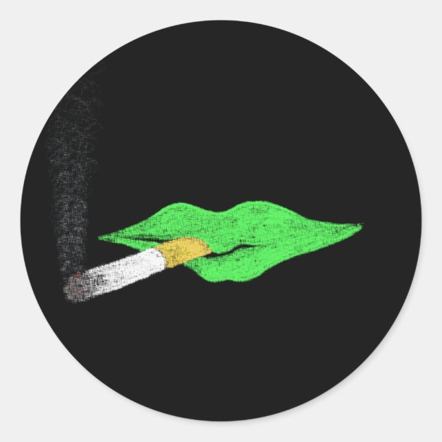 Pegatina Redonda El humo de los labios verdes (Anverso)