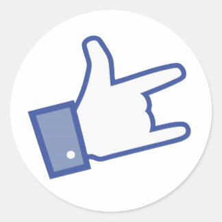Pegatina Redonda El icono Rock y Rollo del pulgar de Facebook como