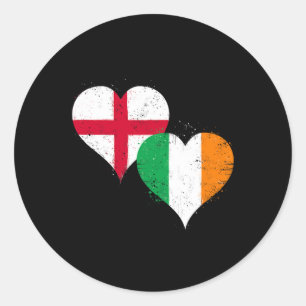 Pegatina Redonda El Inglés Irlandés Recibe Banderas En Estilo Vinta