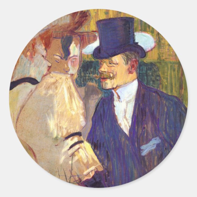 Pegatina Redonda El inglés por Toulouse Lautrec, Arte Antiguo (Anverso)