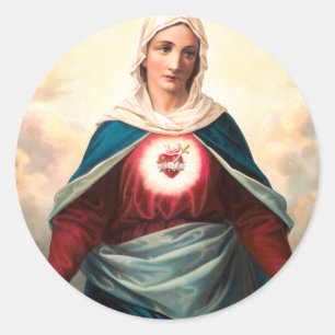 Pegatina Redonda El Inmaculado Corazón de María