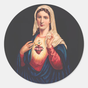 Pegatina Redonda El Inmaculado Corazón de María