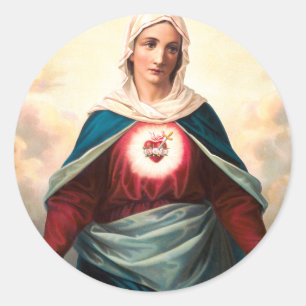 Pegatina Redonda El Inmaculado Corazón de María
