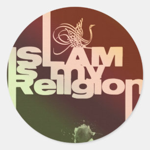 Pegatina Redonda El Islam es mi religión - impresión árabe islámica