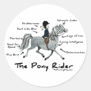 Pegatina Redonda El jinete de Pony