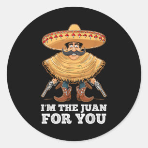 Pegatina Redonda El juan para divertido cinco de mayo fiesta mexica