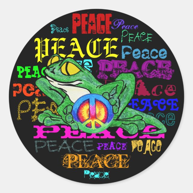 Pegatina Redonda El juego de palabras con un signo de paz (Anverso)