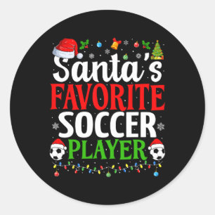Pegatina Redonda El Jugador de Fútbol Favorito de Santa Navidades D