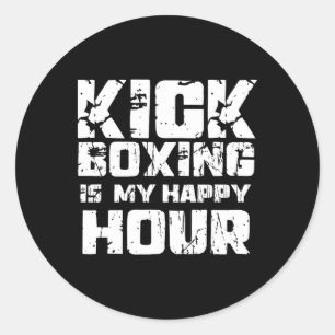 Pegatina Redonda El kickboxing es mi hora feliz Mujeres Bonito Dive