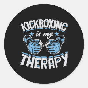 Pegatina Redonda El kickboxing es mi terapia divertido boxeo karate