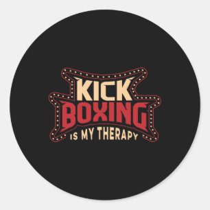Pegatina Redonda El kickboxing es mi terapia Kickboxer Arte Marcial