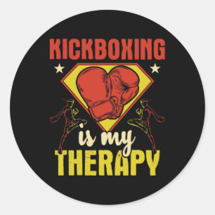 Pegatina Redonda El kickboxing es mi terapia - Kickboxer Artes Marc
