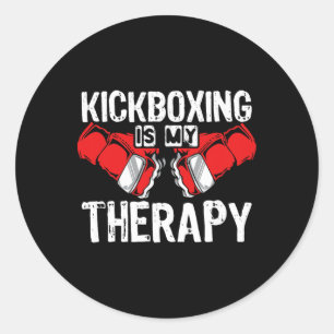 Pegatina Redonda El kickboxing es mi terapia Mma kickboxing kickbox