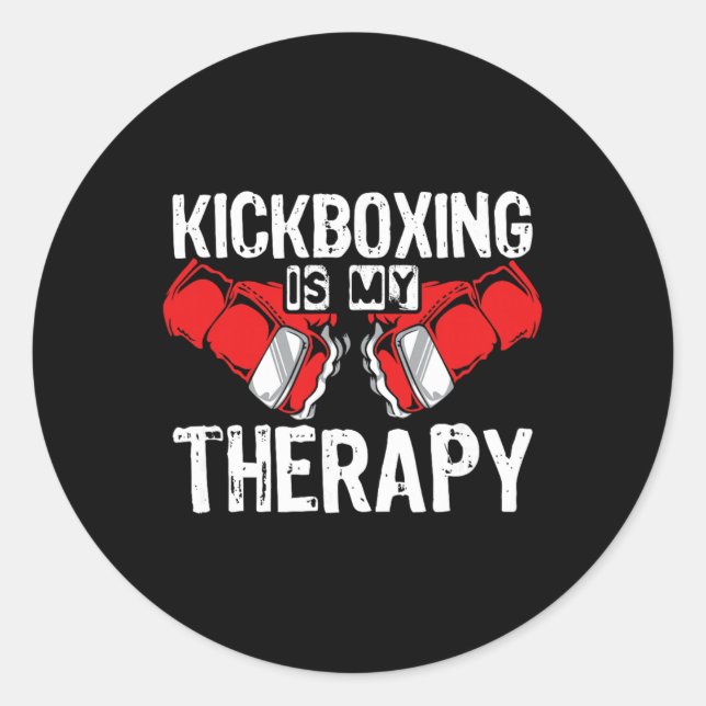Pegatina Redonda El kickboxing es mi terapia Mma kickboxing kickbox (Anverso)